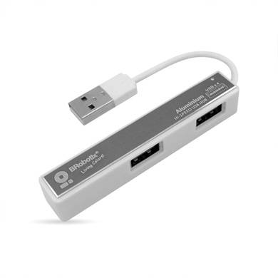 Hub USB V2.0 - SMALL, Compacto, 4 Puertos, Plata, BROBOTIX 180727-5