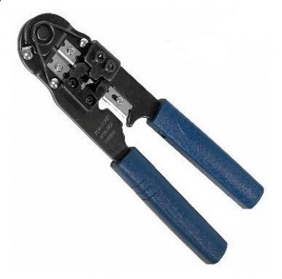 Pinza para Crimpear Plug Modular RJ45 - Corta y Pela, Azul-negro, 000210 BROBOTIX
