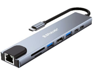 Docking Station USB C - 8 EN 1, HDMI/RJ45 GIGABIT/USB A/USB C/SD/MICRO SD. BROBOTIX 60007000