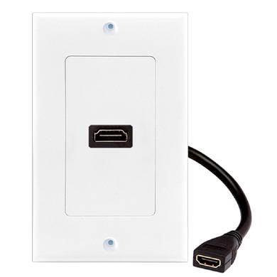 TAPA - FACEPLATE DE 1 PANEL CON JACK HDMI C/CABLE HEMBRA (PIGTAIL) - UNIVERSAL, STANDARD, BLANCO, BROBOTIX 073307