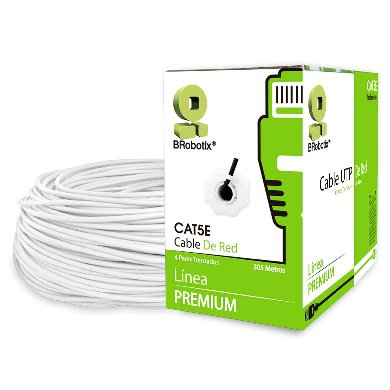 Bobina UTP - CAT5e, 305 m, Interior, Blanco, CCA, en Caja Protectora, c/Tubo Despachador, Metreada, Ideal p/ RED / CCTV, BROBOTIX 6001684