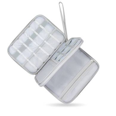 FUNDA ORGANIZADORA DE CABLES - EN TELA GRIS, 18.2 X 20.4 CM, 6006016 BROBOTIX