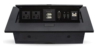 CAJA DE MESA/CAJA DE CONEXIÓN PARA MESA - CONECTORES USB-TIPO C, HDMI, USB, RJ45 CAT6, CORRIENTE, 406405, BROBOTIX