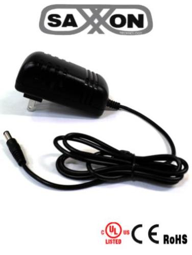 SAXXON PSU1202E - Fuente de Poder Regulada de 12 Vcc 2 Amperes/ Con Cable de 1.2 Metros/ Conector Macho/ Especial para Camaras de CCTV/ Usos Multiples -