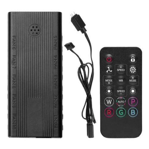 HUB Controlador para ventiladores Xzeal XZ1116 ARGB con cable adaptador de 3 y 4 pines incluye control - XZHUB01B.