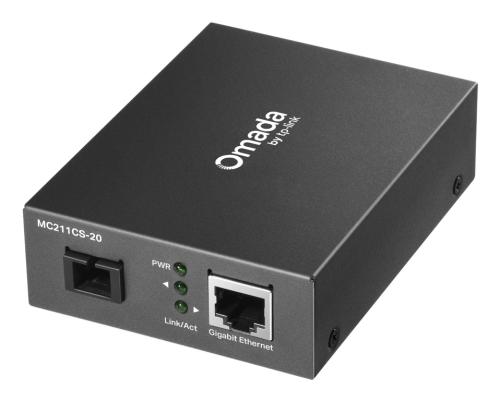 Convertidor de medios Omada Gigabit WDM (MC211CS-20) 1 puerto de fibra Gigabit SC/UPC - 1 puerto RJ45 de 10/100/1000 Mbps (MDI/MDIX automático).