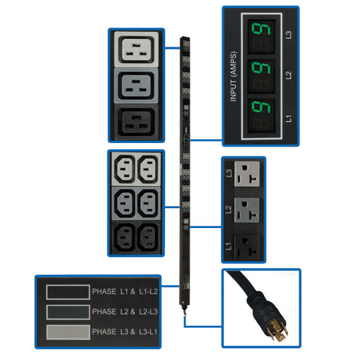 PDU TRIPP-LITE PDU3MV6L2120 - Metered, 0U, Vertical, Acero