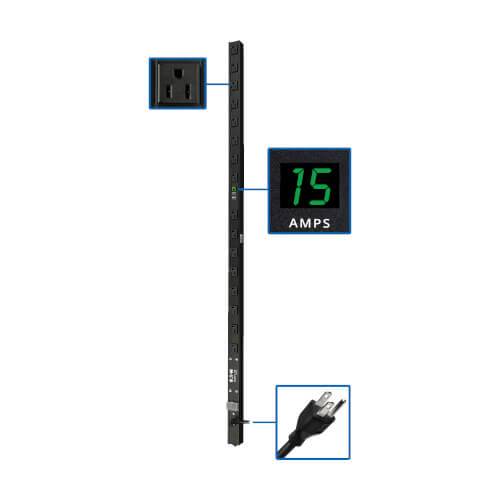 Barra PDU Monofásico - Tripp Lite, Modelo PDUMV15, PDU Monofásico de 12A 120V con Medidor Digital Local