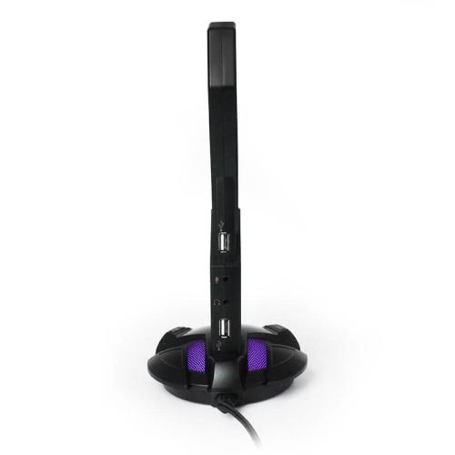 YEYIAN SOPORTE PARA AURICULARES GAMER OVERPOWER NEGRO - MIC OMNIDIRECCIONAL, GAMA DE COLORES CUSTOM, VOL AUDIFONOS, AUD Y MIC, USB HUB YAO-29201N