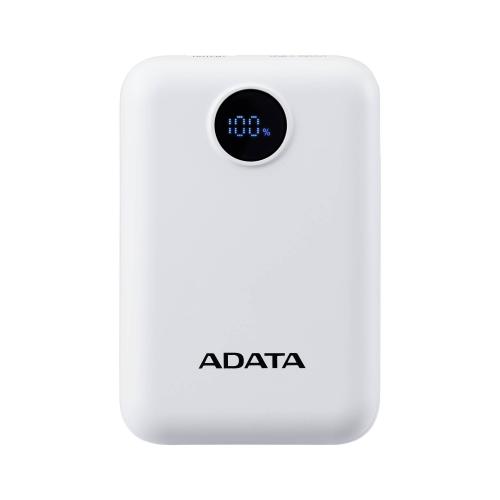 PowerBank ADATA C100 de 10 - 000 mAh. Carga simultánea de 2 dispositivos. Con indicador LED de carga. Color BLANCO. PC10022-12WH
