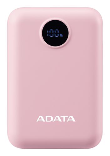 PowerBank ADATA C100 de 10 - 000 mAh. Carga simultánea de 2 dispositivos. Con indicador LED de carga. Color ROSA. PC10022-12PK