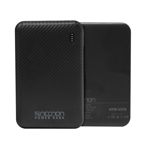 POWERBANK NPW-05FB Necnon 5000mAh CARGA 2.1A 1 A 2 CARGAS INDICADOR LED ENTRADA Y SALIDA TIPO C NEGRO CARGA ACELERADA NBPB0501FB -