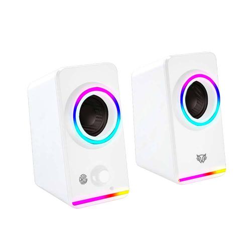 Bocinas 2.0 Gamer Glimm Style BG565 Balam Rush Conexión Bluetooth/Auxiliar - Controlador Touch, iluminación LED 3 modos, 10w RMS. Sonido estéreo, Alimentaci
