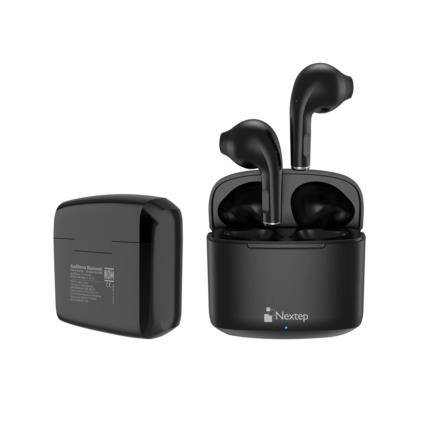 Audífonos Nextep NE-428N Buds Bluetooth Control Táctil hasta 20 horas color Negro - tipo universal, Alcance de 10 metros Waterproof IPX4