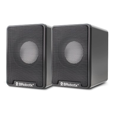 BOCINA ALAMBRICA - STEREO, USB +  3.5 MM, C/CONTROL DE VOLUMEN, ANTIDESLIZANTE, DE ESCRITORIO, P/PC/LAPTOP, NEGRO BROBOTIX 963937