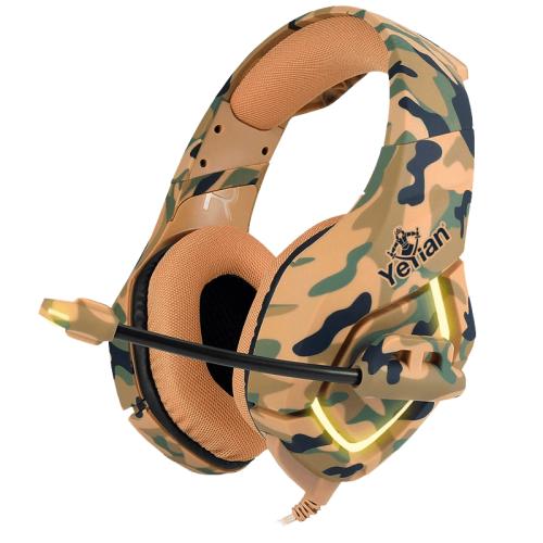 YEYIAN DIADEMA GAMER FORCE SERIEs 3000 - CAMUFLAJE DESIERTO, ALMOHADILLAS DE TELA, USB Y 3.5MM, COMPATIBLE CN CONSOLAS DE VIDEOJUEGO - MOD: YDF-33401D