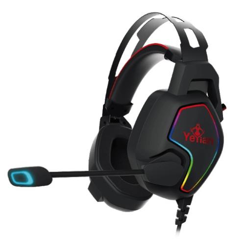 YEYIAN DIADEMA GAMER VICIOUS SERIE 3000 - AURICULARES RGB, CON 4 TIPOS DE LUZ, CON MIC ALMOHADILLAS DE CUERO SINTETICO, USB MODELO: YDV-33403