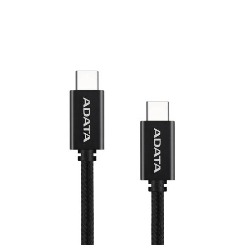 Cable ADATA USB Tipo C - USB Tipo C. Potencia máxima de salida de 100 W - Tejido de nailon, (2 M de longitud). Color Negro. CACC-200PN-BK