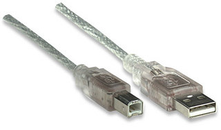 Cable USB tipo B MANHATTAN - 3 m, USB A, USB B, Macho/Macho