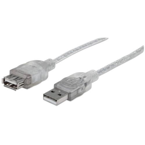 340502 Cable de Extensión USB 2.0  A macho/ A hembra - 4.5 m, Plateado translúcido.