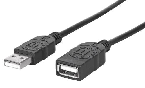 Cable de Extensión USB2.0 de alta velocidad (338653) Manhattan  USB 2-0 A Macho / A Hembra - 480 Mbps, 1.8m. Color negro
