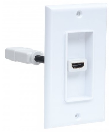 771719 Placa de pared HDMI de un puerto - Compatible con cajas de montaje de distribución sencilla, ranuras y cajas montadas en pared.