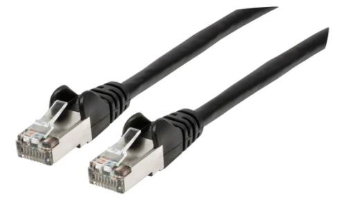 Cable de red S/FTP - Cat6a, 3m (10ft), 100  Cobre, Hasta 10Gb, Contactos 50micras de oro, Blindado, Cable Patch Negro INTELLINET 741545