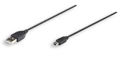 Cable USB MANHATTAN 322638 - USB A, USB A, Macho/Macho, 1 m, Negro