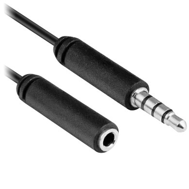 EXTENSIÓN  CABLE AUXILIAR DE AUDIO ESTÉREO MACHO -HEMBRA TRRS - COLOR NEGRO 1METRO, 651602, BROBOTIX