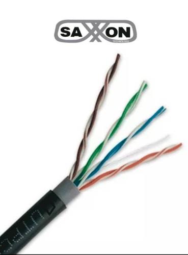 SAXXON OUTPCAT5ECOPEXT100 - Bobina de 100 Metros de Cable UTP Cat5e 100  Cobre/ Exterior con Doble Forro/ Color Negro/ Ideal para Cableado de Redes -
