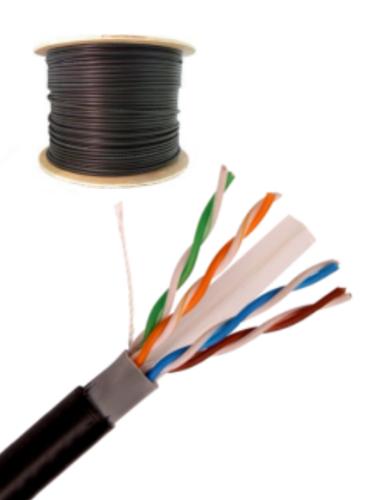 SAXXON OUTPCAT6CCAEXT- Cable UTP CCA de 305m - categoría 6 para exteriores, con doble forro y color negro