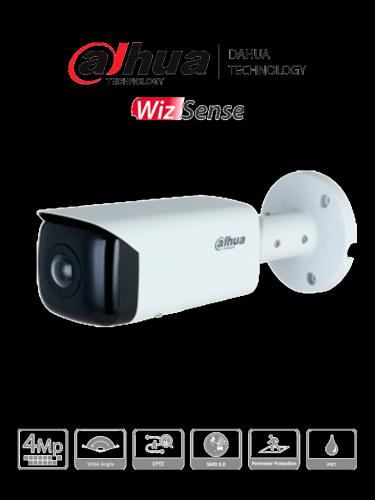 DAHUA IPC-HFW3441T-AS-P Cámara IP bullet panorámica 4 MP - 2.1 mm, ángulo 180°, IR 20 m, IA WizSense, protección perimetral, Starlight, PoE, WDR