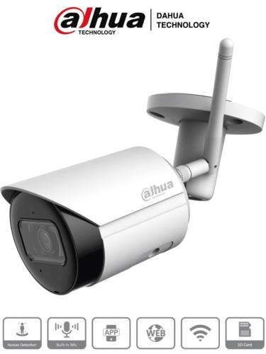 DAHUA IPC-HFW1430DS-SAW - Camara IP Bala  Wifi de 4 Mp/ Lente de 2.8mm/ 90°/ H.265+/ IR de 30 Mts/ Integrado/ Ranura para MicroSD/ Metalica/ IP67/ DWD -