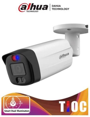DAHUA HAC-ME1509THN-A-PV-S2 - Camara Bullet TioC de 5 Mp/Dual Inteligente+Disuasión Activa con Luz Roja y Azul/ 2.8mm/ 111°/ 40 MetrosIR / Micrófono -