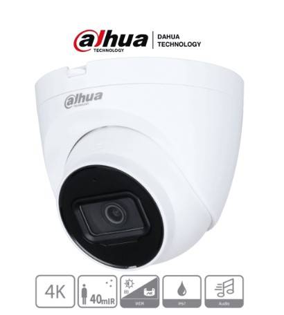 DAHUA HAC-HDW1801TQN-A - Camara Domo 4k/ 8 Megapixeles con Microfono Integrado/ Lente de 2.8mm/ 106 Grados de Apertura/ IR de 40 MetrosIP67 -