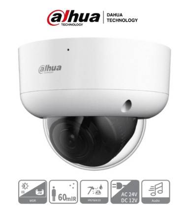 DAHUA HAC-HDBW1801RAN-Z-A - Cámara Domo 4k Antivandalica/ 8 Mp/ Lente Motorizado de 2.7 a 13.5 mm/ 60 Mts de IR/ Metalica/ Microfono/ IP67/ IK10 -