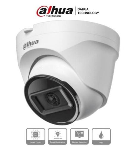 DAHUA IPC-T1E20 -Camara IP Domo de 2 MP - lente de 2.8 mm y 99° de visión. IR de 30 m, protección IP67, PoE. DWDR, 3D NR, HLC, BLC y compresión H.265+