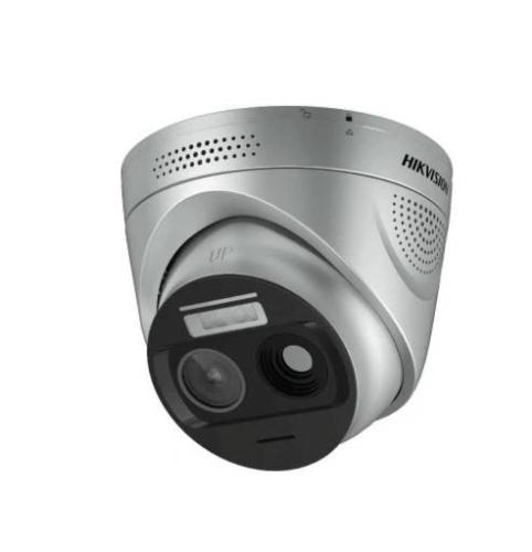 (HikFire) Cámara IP Turret de Detección Térmica de Incendios/Detección de Llamas y Temperaturas Anormales/ 4 Mp (Lente Óptico)/1 Mp(Lente Térmico) -