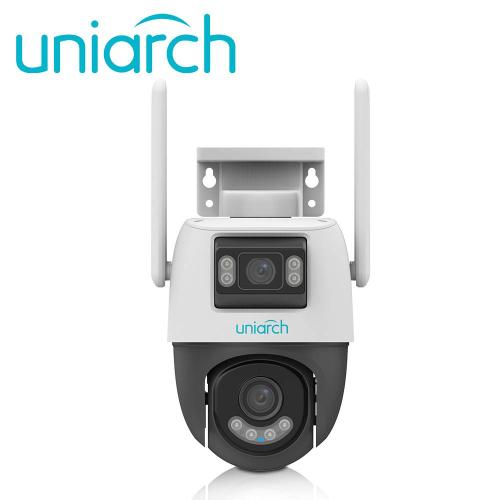 Cámara IP PTZ Wifi Uniarch (Uho-P2S-M33F34) 3MP+3MP / Lente Fijo / IR30M / MicroSD 512GB / Micrófono + Altavoz / IP66 / Ultra265 / Exterior -