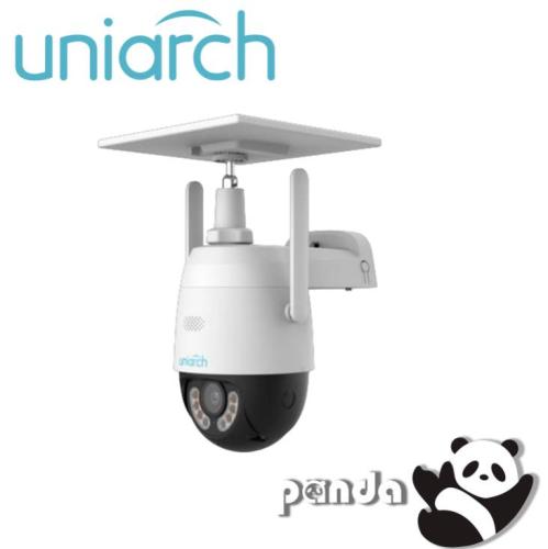 Cámara PT Solar 4G Uniarch (Uho-P2G-M3F4D-LA) 3MP / Lente 4mm  / IR30M / MicroSD 512GB / Micrófono + Altavoz Integrado / 4G Card Nano SIM / IP66 / Bateria1 -