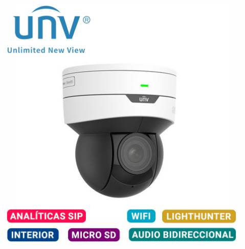 Cámara IP PTZ Interior Ultra265 UNV (IPC6412LR-X5UPW-VG) / 2MP 5X de Zoom -