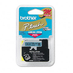 Etiqueta azul continua plástica no laminada Brother M531 - de 12 mm de ancho x 8 mts de largo. Impresión en negro.