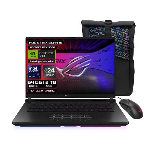 ROG Strix 16.0 CORE ULTRA 9 275HX  64GB 2TB PCIE G4 (PERFORMANCE) SSDWindows 11 HomeNVIDIA GeForce RTX 5080 Laptop GPUROG Gladius III Mouse P514 + ROG back -