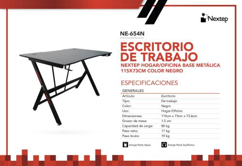 Escritorio de Trabajo Nextep NE-654N para  Hogar u oficina  base Metálica color Negro -