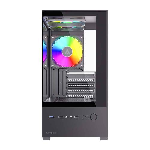 Gabinete Mini Torre PANORAK GC600 ACTECK Paneles de Cristal Templado -
