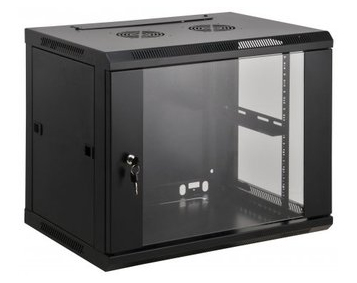 711814 Gabinete Mural 19 9U - ensamblado, negro, Ideal para aplicaciones de montaje en rack de 19; Carga estática máxima de 60 kg