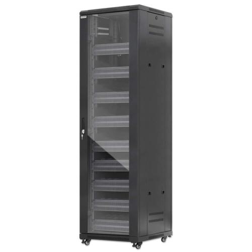 Gabinete de red 19 Pro Line con extractores de aire - 42U, Ensamblado, Incluye accesorios, 800Kg, 600x600, INTELLINET 716253