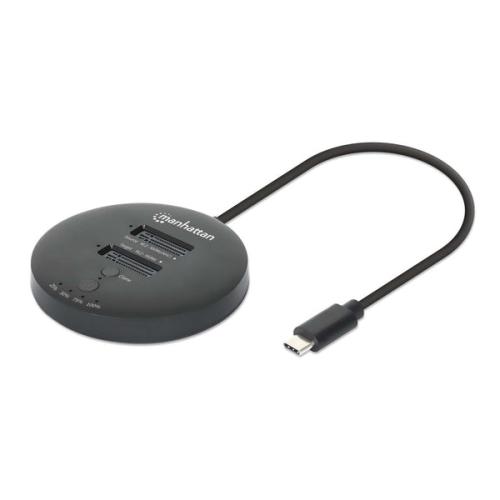 Gabinete USB-C SSD (130752)  MANHATTAN Estación de acoplamiento con 2 bahías para clonación de SSD M.2 NVMe de hasta 8 TB -