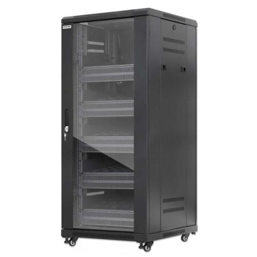 Gabinete de red 19 Pro Line con extractores de aire - 27U, Ensamblado, Incluye accesorios, 800Kg, 600x600, INTELLINET 716239