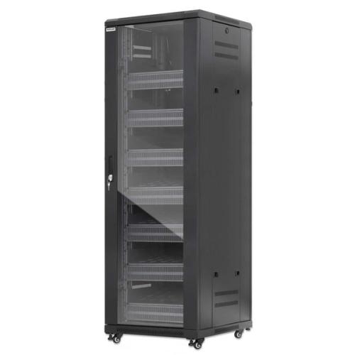 Gabinete de red 19 Pro Line con extractores de aire - 38U, Ensamblado, Incluye accesorios, 800Kg, 600x600, INTELLINET 716246